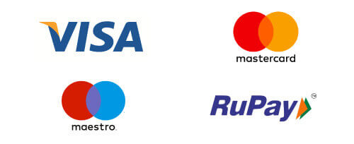 Visa, MasterCard, Maestro, Amex, and Paypal